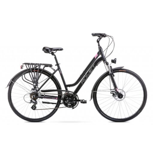 romet: rower trekkingowy romet gazela 2 2022, kolor czarno-różowy, rozmiar 17" Rowery dla dzieci