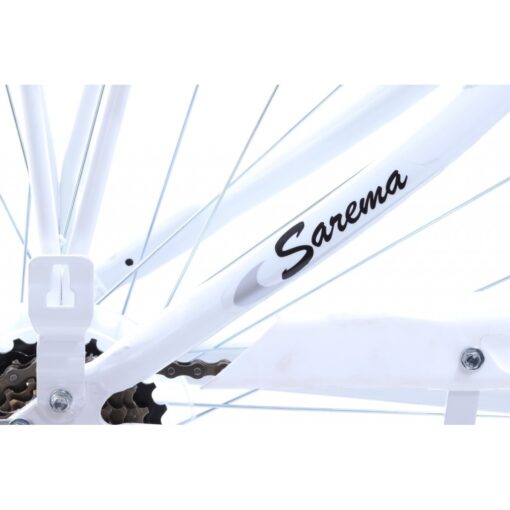 azimut: rower miejski azimut sarema 28 alu 7b-shimano 2021+kosz klip green, kolor biały Rowery dla dzieci